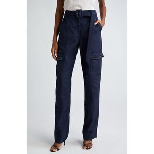 Cinq a Sept Porsha Women's Navy Blue Straight Leg Cargo Pants Size 12 NWOT